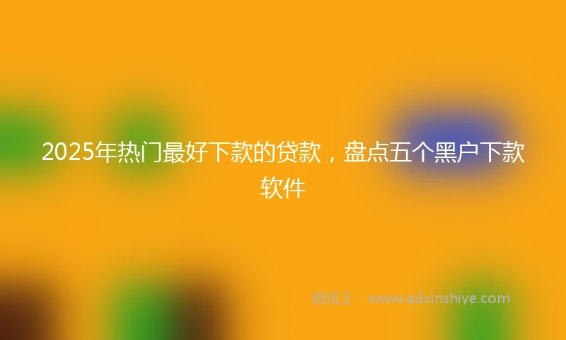 2025年热门最好下款的贷款，盘点五个黑户下款软件