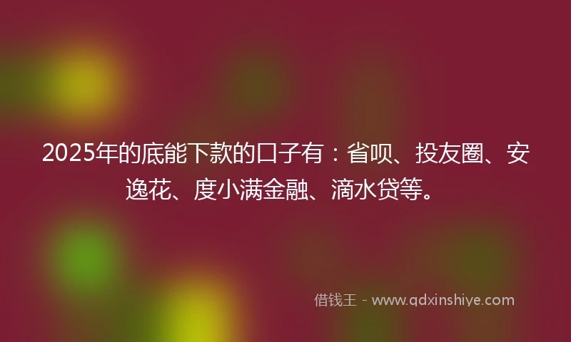 2025年的底能下款的口子有：省呗、投友圈、安逸花、度小满金融、滴水贷等。