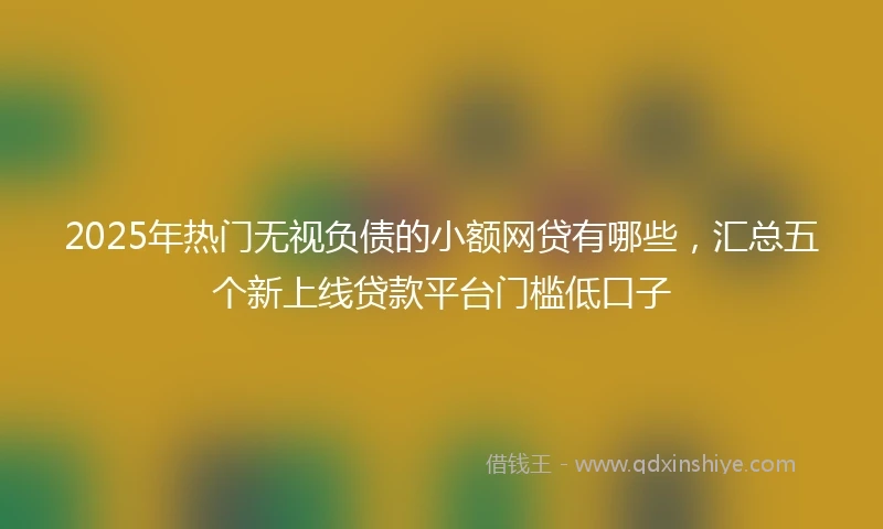 2025年热门无视负债的小额网贷有哪些，汇总五个新上线贷款平台门槛低口子