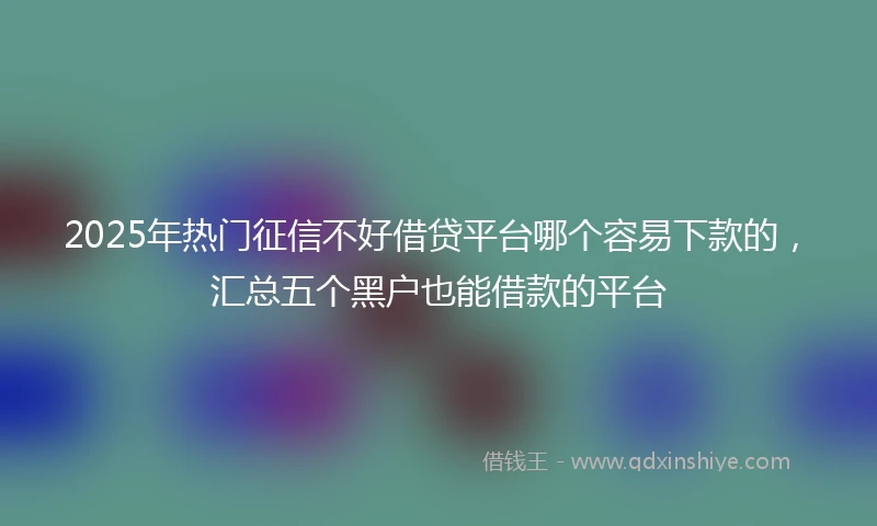 2025年热门征信不好借贷平台哪个容易下款的，汇总五个黑户也能借款的平台
