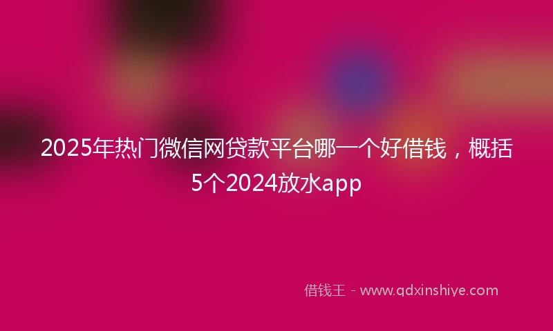 2025年热门微信网贷款平台哪一个好借钱，概括5个2024放水app