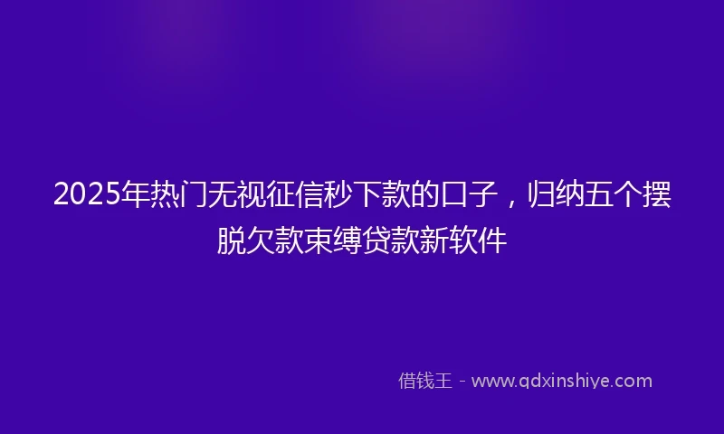 2025年热门无视征信秒下款的口子，归纳五个摆脱欠款束缚贷款新软件