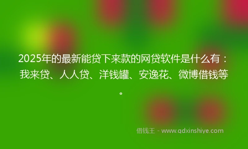 2025年的最新能贷下来款的网贷软件是什么有：我来贷、人人贷、洋钱罐、安逸花、微博借钱等。