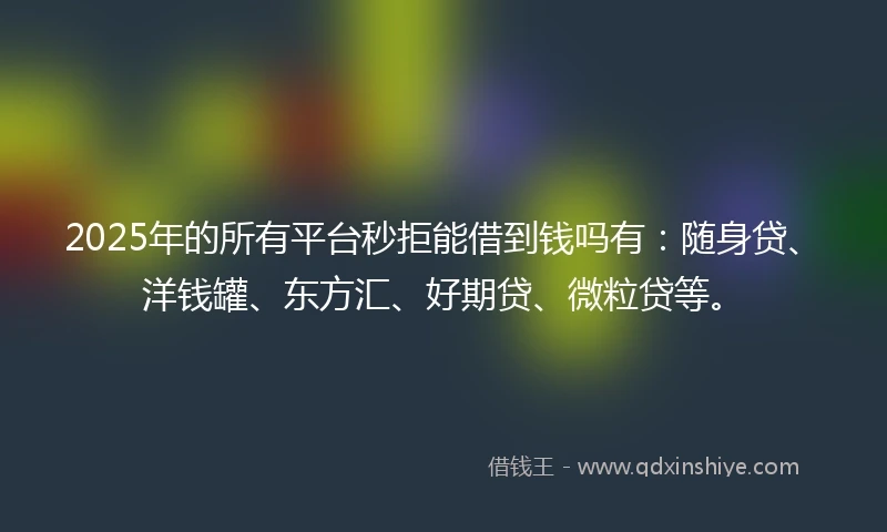 2025年的所有平台秒拒能借到钱吗有：随身贷、洋钱罐、东方汇、好期贷、微粒贷等。