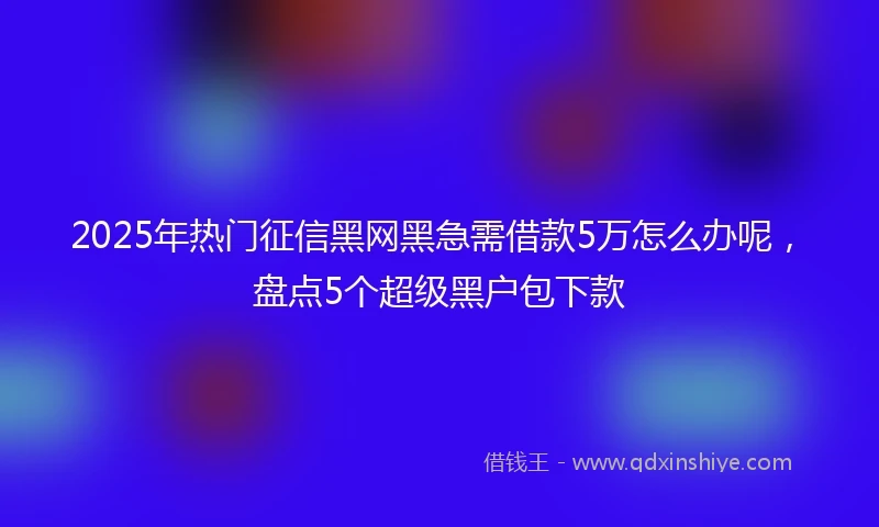 2025年热门征信黑网黑急需借款5万怎么办呢，盘点5个超级黑户包下款