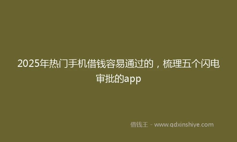 2025年热门手机借钱容易通过的，梳理五个闪电审批的app