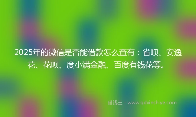 2025年的微信是否能借款怎么查有：省呗、安逸花、花呗、度小满金融、百度有钱花等。