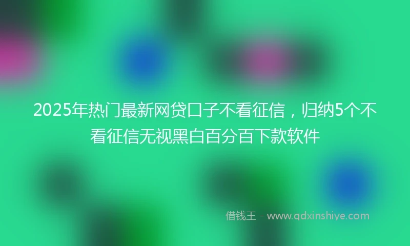 2025年热门最新网贷口子不看征信，归纳5个不看征信无视黑白百分百下款软件