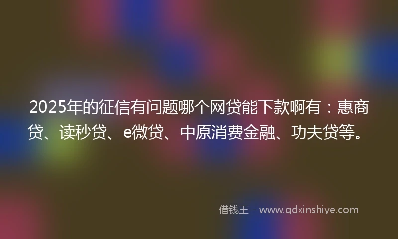 2025年的征信有问题哪个网贷能下款啊有：惠商贷、读秒贷、e微贷、中原消费金融、功夫贷等。