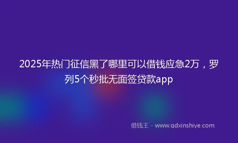 2025年热门征信黑了哪里可以借钱应急2万，罗列5个秒批无面签贷款app