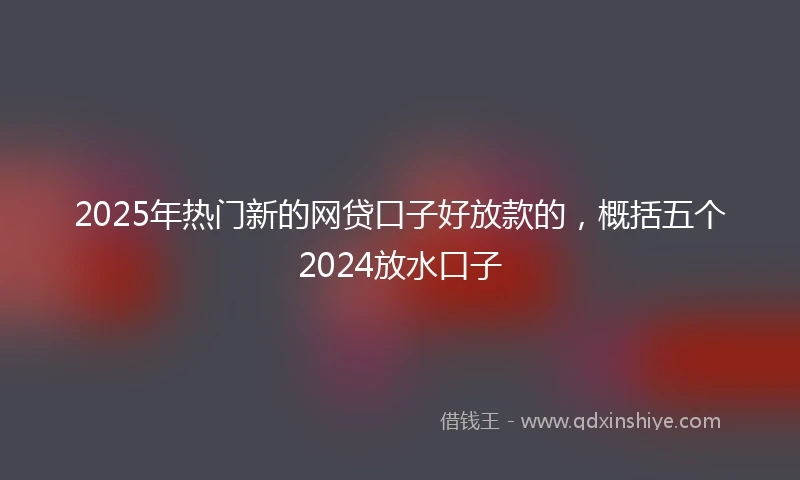 2025年热门新的网贷口子好放款的，概括五个2024放水口子