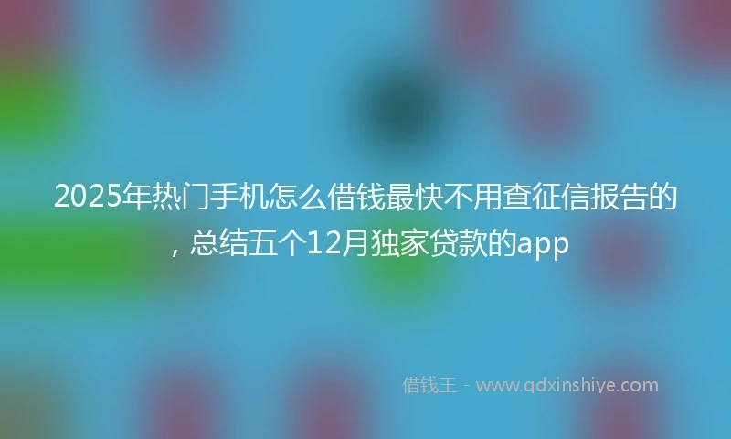 2025年热门手机怎么借钱最快不用查征信报告的，总结五个12月独家贷款的app