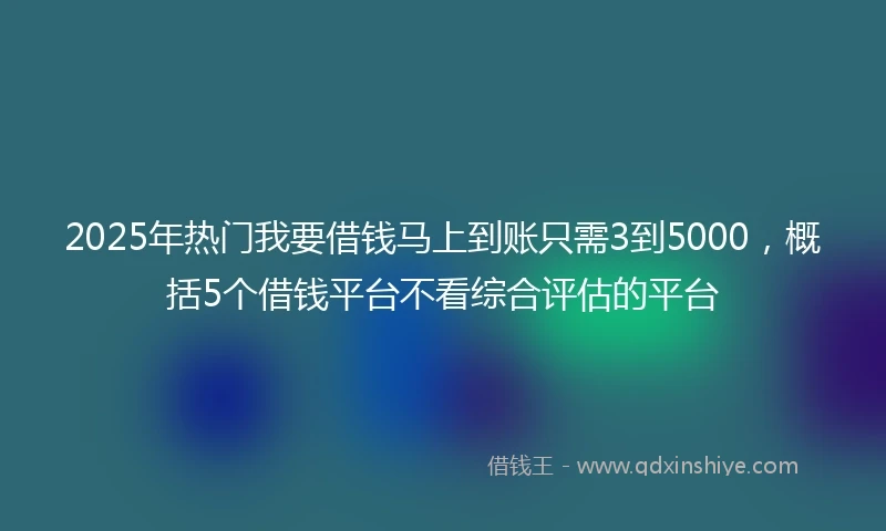 2025年热门我要借钱马上到账只需3到5000，概括5个借钱平台不看综合评估的平台
