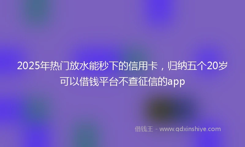 2025年热门放水能秒下的信用卡，归纳五个20岁可以借钱平台不查征信的app