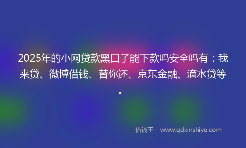 2025年的小网贷款黑口子能下款吗安全吗有：我来贷、微博借钱、替你还、京东金融、滴水贷等。