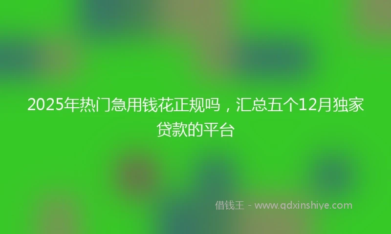 2025年热门急用钱花正规吗，汇总五个12月独家贷款的平台