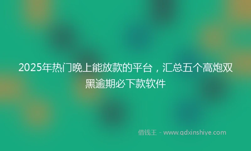 2025年热门晚上能放款的平台，汇总五个高炮双黑逾期必下款软件
