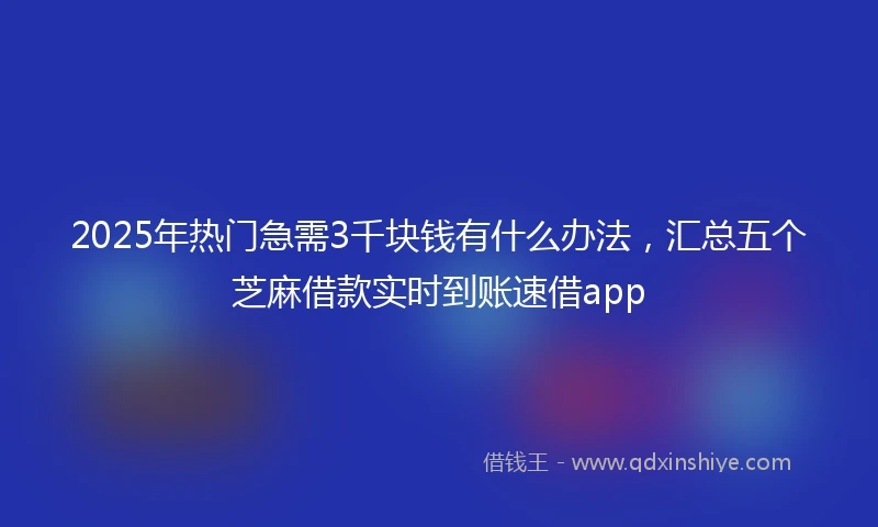 2025年热门急需3千块钱有什么办法，汇总五个芝麻借款实时到账速借app