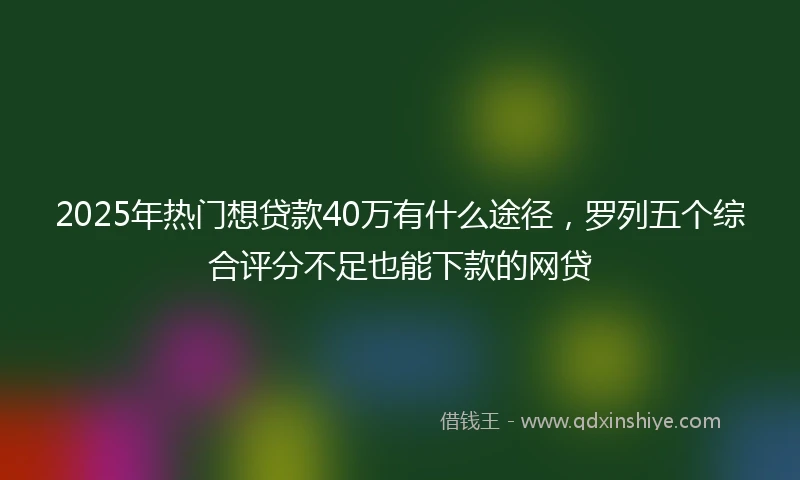2025年热门想贷款40万有什么途径，罗列五个综合评分不足也能下款的网贷
