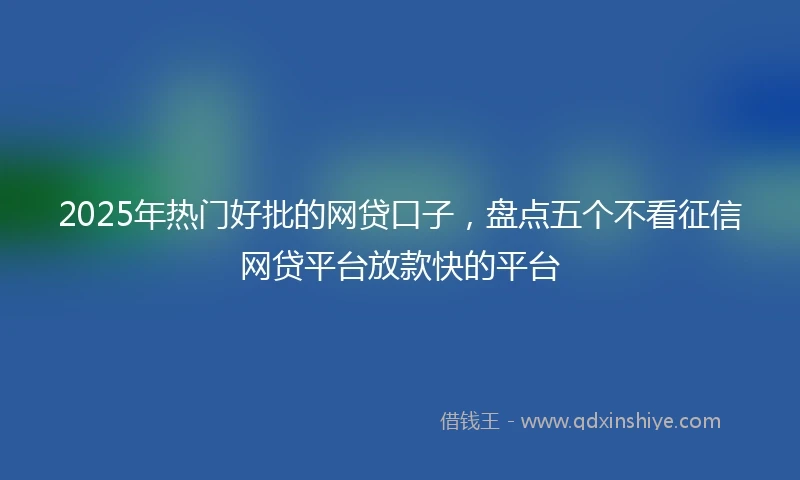 2025年热门好批的网贷口子，盘点五个不看征信网贷平台放款快的平台