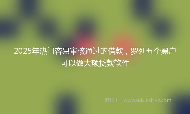 2025年热门容易审核通过的借款，罗列五个黑户可以做大额贷款软件