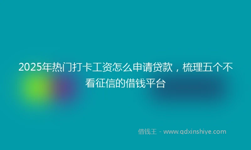 2025年热门打卡工资怎么申请贷款，梳理五个不看征信的借钱平台
