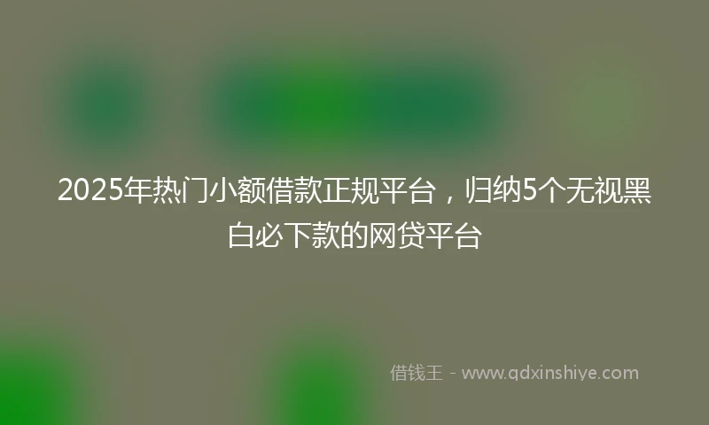 2025年热门小额借款正规平台,归纳5个无视黑白必下款的网贷平台