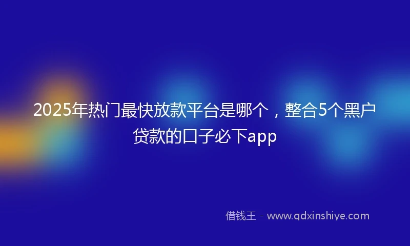 2025年热门最快放款平台是哪个，整合5个黑户贷款的口子必下app