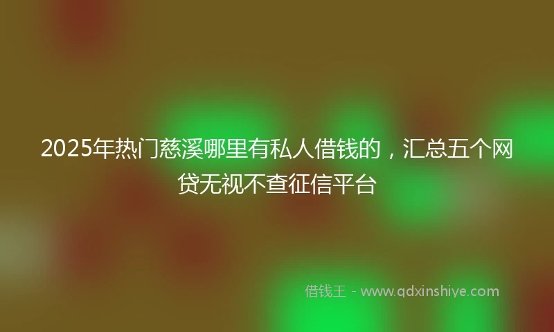 2025年热门慈溪哪里有私人借钱的，汇总五个网贷无视不查征信平台