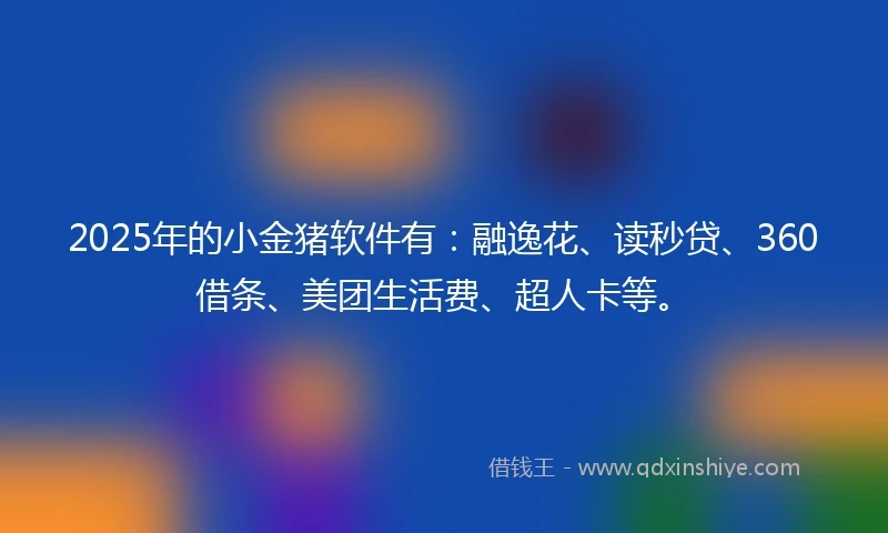 2025年的小金猪软件有：融逸花、读秒贷、360借条、美团生活费、超人卡等。