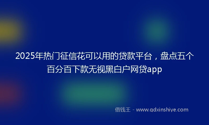 2025年热门征信花可以用的贷款平台，盘点五个百分百下款无视黑白户网贷app