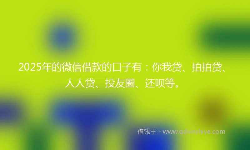 2025年的微信借款的口子有：你我贷、拍拍贷、人人贷、投友圈、还呗等。