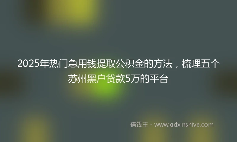 2025年热门急用钱提取公积金的方法，梳理五个苏州黑户贷款5万的平台