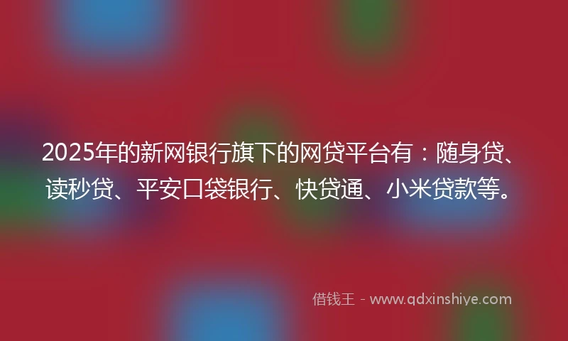 2025年的新网银行旗下的网贷平台有：随身贷、读秒贷、平安口袋银行、快贷通、小米贷款等。
