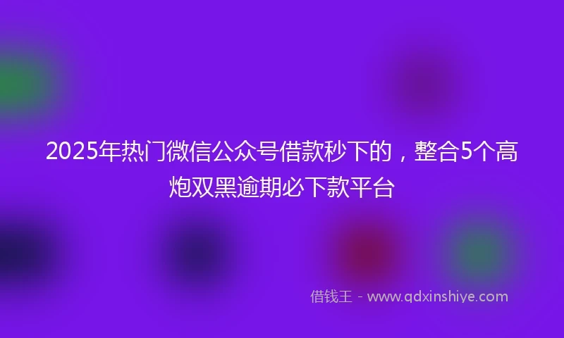 2025年热门微信公众号借款秒下的，整合5个高炮双黑逾期必下款平台