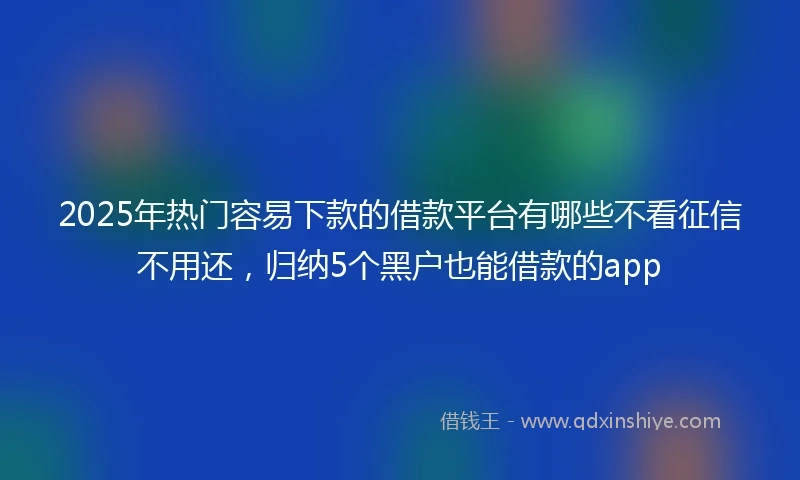 2025年热门容易下款的借款平台有哪些不看征信不用还，归纳5个黑户也能借款的app