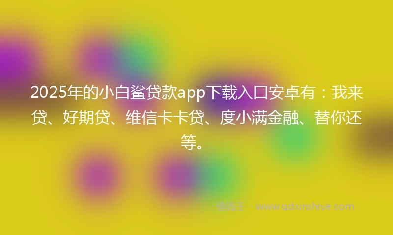 2025年的小白鲨贷款app下载入口安卓有：我来贷、好期贷、维信卡卡贷、度小满金融、替你还等。