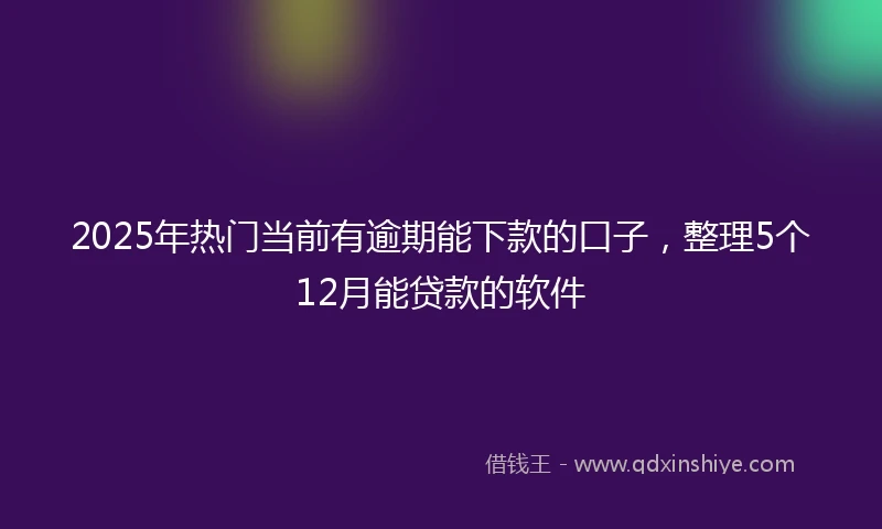2025年热门当前有逾期能下款的口子，整理5个12月能贷款的软件
