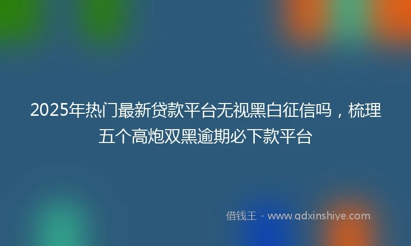 2025年热门最新贷款平台无视黑白征信吗，梳理五个高炮双黑逾期必下款平台
