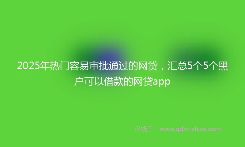 2025年热门容易审批通过的网贷，汇总5个5个黑户可以借款的网贷app