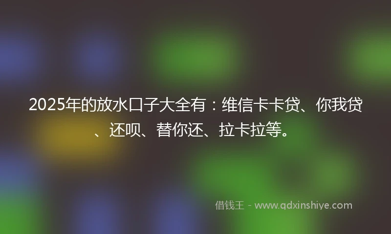 2025年的放水口子大全有：维信卡卡贷、你我贷、还呗、替你还、拉卡拉等。