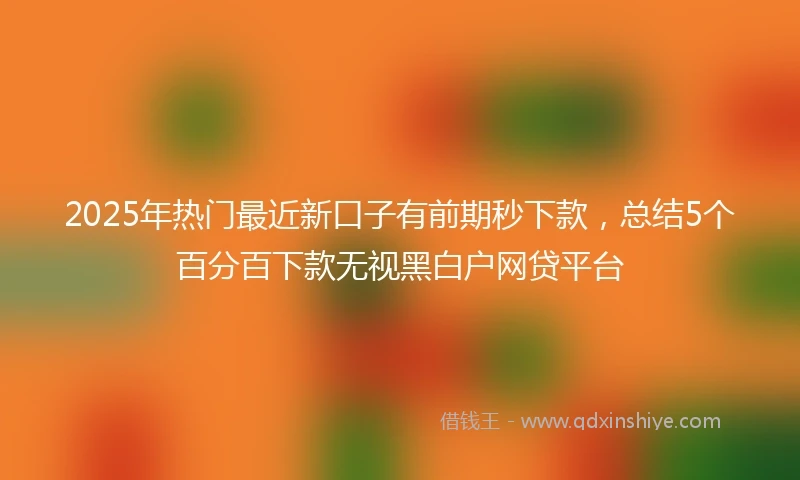 2025年热门最近新口子有前期秒下款，总结5个百分百下款无视黑白户网贷平台
