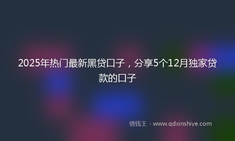 2025年热门最新黑贷口子，分享5个12月独家贷款的口子