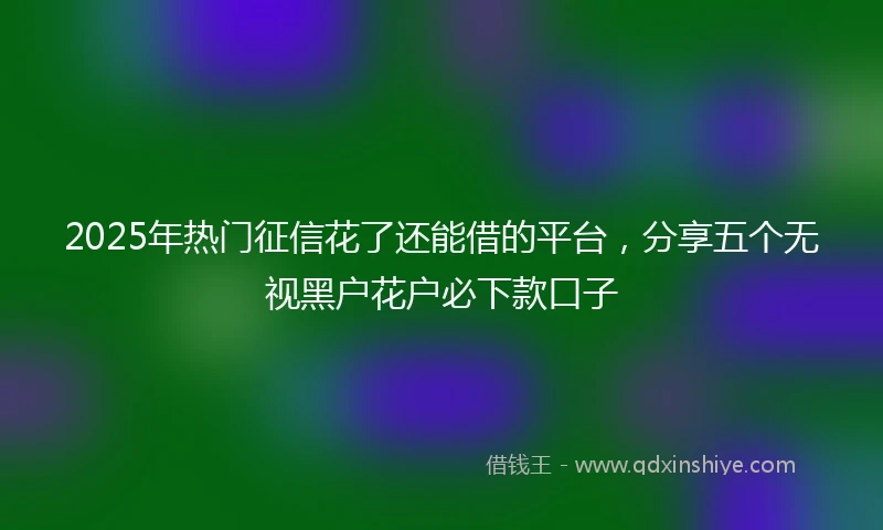 2025年热门征信花了还能借的平台，分享五个无视黑户花户必下款口子