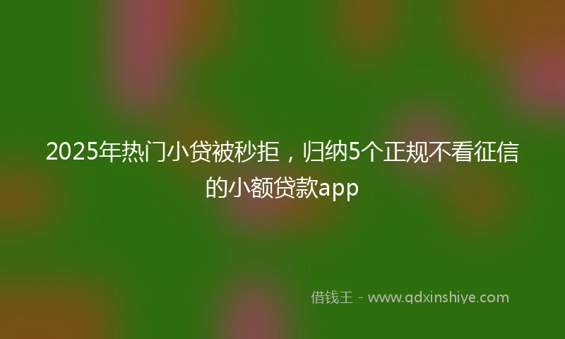 2025年热门小贷被秒拒，归纳5个正规不看征信的小额贷款app