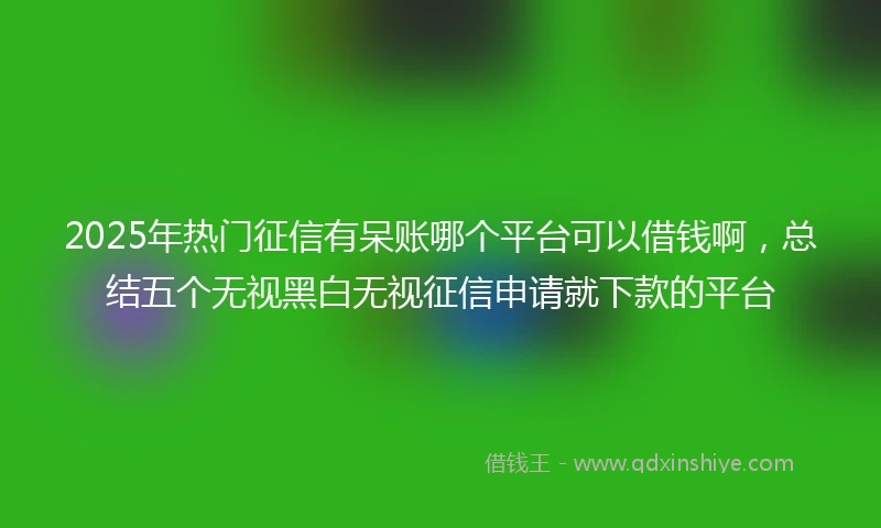 2025年热门征信有呆账哪个平台可以借钱啊，总结五个无视黑白无视征信申请就下款的平台