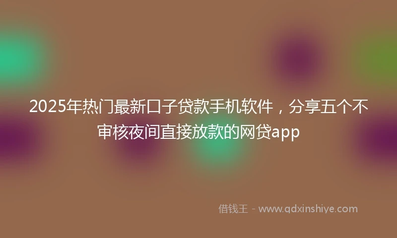 2025年热门最新口子贷款手机软件，分享五个不审核夜间直接放款的网贷app