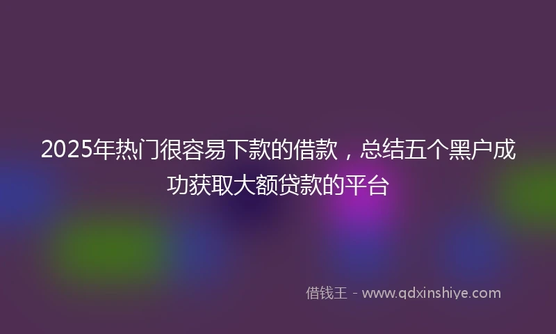 2025年热门很容易下款的借款，总结五个黑户成功获取大额贷款的平台
