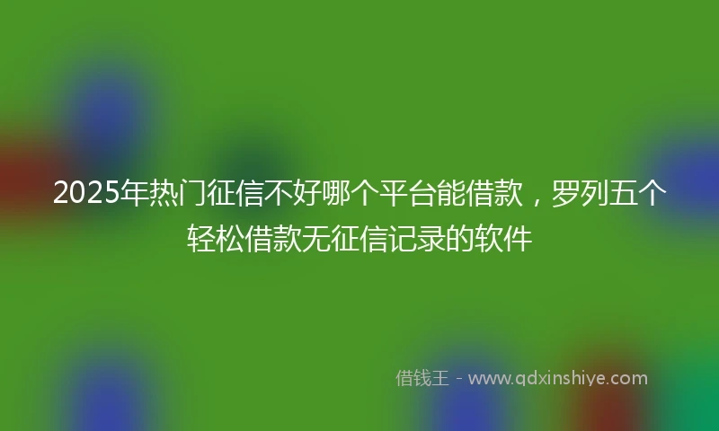 2025年热门征信不好哪个平台能借款，罗列五个轻松借款无征信记录的软件