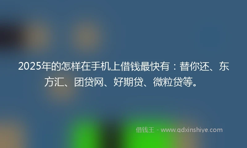 2025年的怎样在手机上借钱最快有：替你还、东方汇、团贷网、好期贷、微粒贷等。